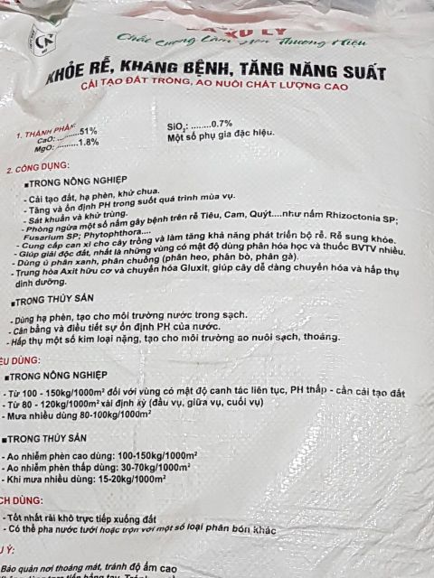 1kg vôi bột nông nghiệp ĐÃ ĐƯỢC XỬ LÝ dùng cải tạo đất, khử chua, xử lý giá thể