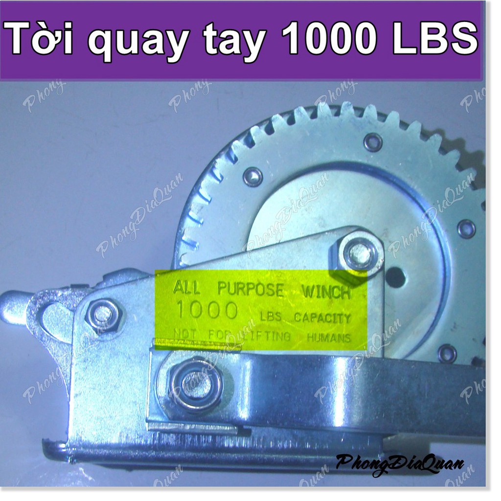 Tời quay tay 1000 LBS (cáp bán riêng theo yêu cầu)