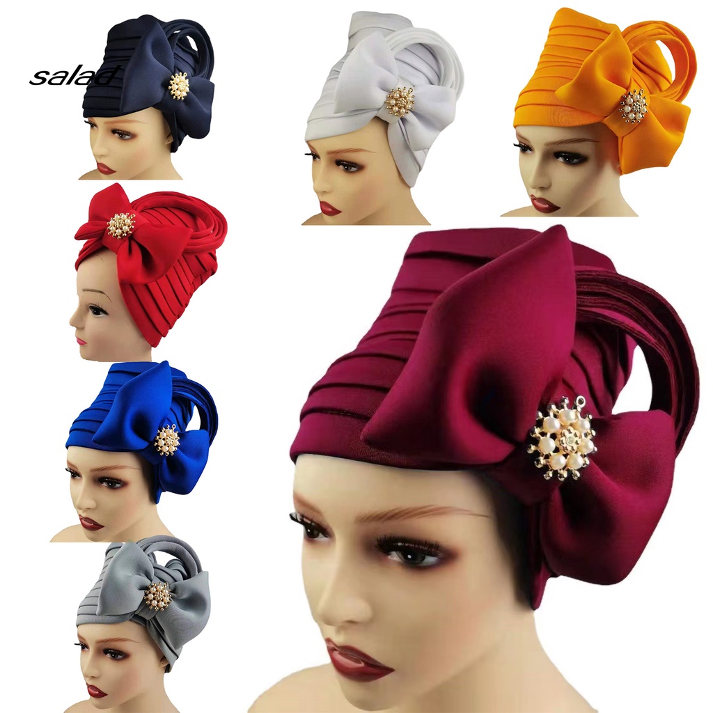 Mũ Turban Vải Satin Màu Trơn Thoải Mái Dùng Hàng Ngày