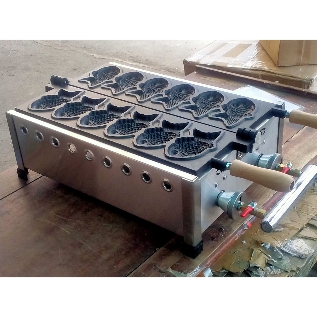 Máy làm bánh cá Taiyaki 6 con to bằng gas