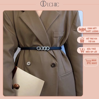 I.CHIC - Thắt lưng áo váy bản nhỏ mặt Xích Xoắn bạc cá tính