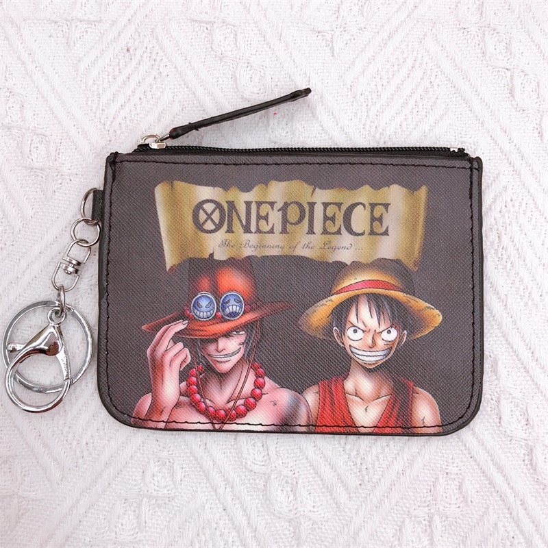 Ví Đựng Thẻ ID / Tiền Xu / Thẻ Họa Tiết Hoạt Hình One Piece Luffy Kèm Móc Khóa Đa Năng Tiện Dụng Cho Học Sinh Giá Đỡ