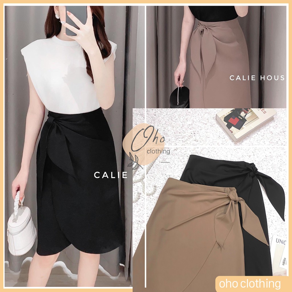 Chân Váy Công Sở OHO Vạt Chéo Thanh Lịch, Váy Bút Chì Cách Điệu Basic