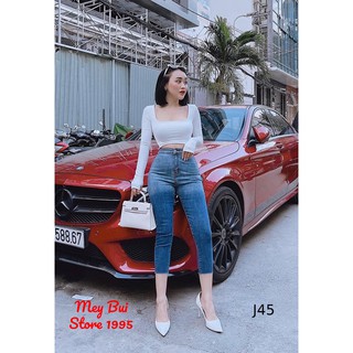 Quần Jean lửng cạp siêu cao 2 màu loang cực chất
