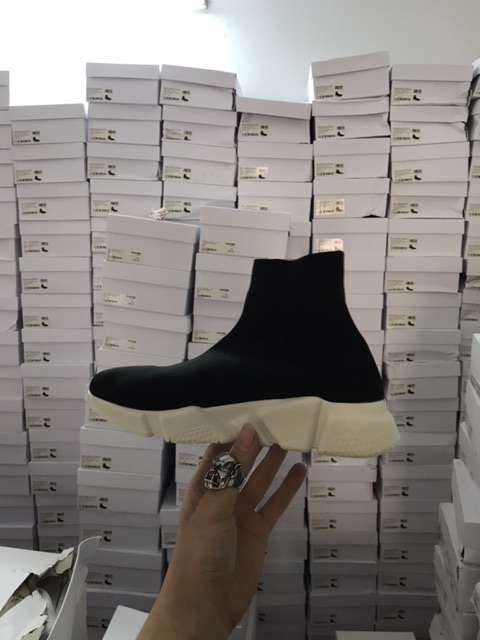 Giày sneaker Balen Speed đen đế full trắng cao cổ dành cho nam nữ | BigBuy360 - bigbuy360.vn