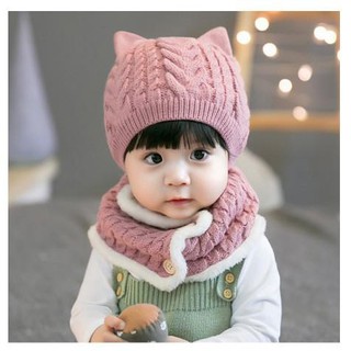 Set Mũ Khăn len Hồ Ly Cho Bé, Set Len cho bé