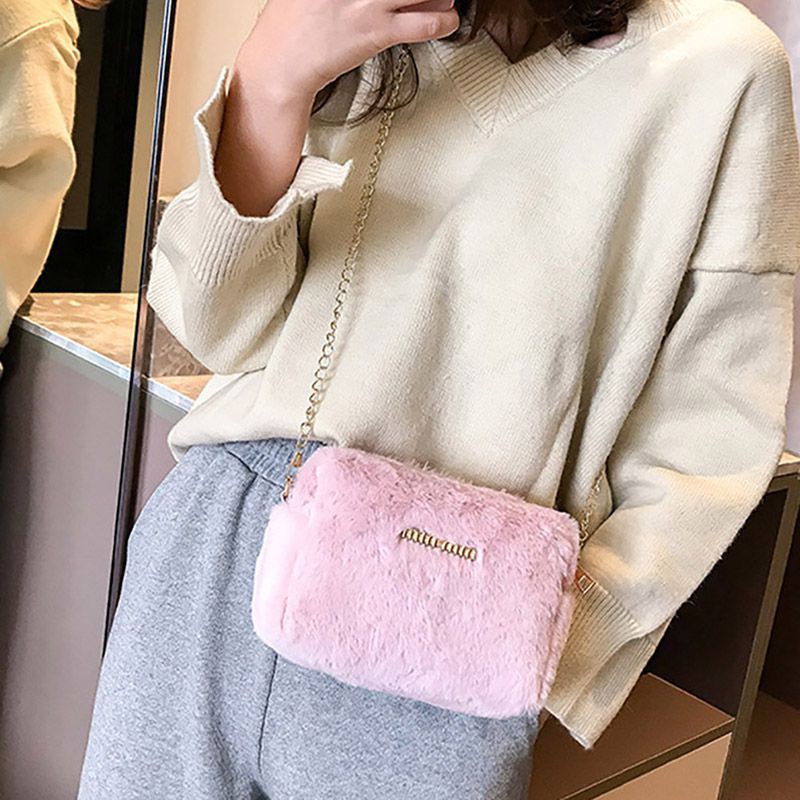 Túi đeo chéo bằng lông mịn mượt thiết kế dễ thương hợp thời trang