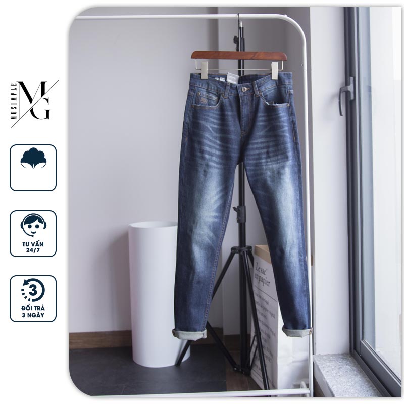 Quần jean nam xanh đậm mài nhẹ chất co dãn kiểu dáng slimfit GST933 - MGSIMPLE