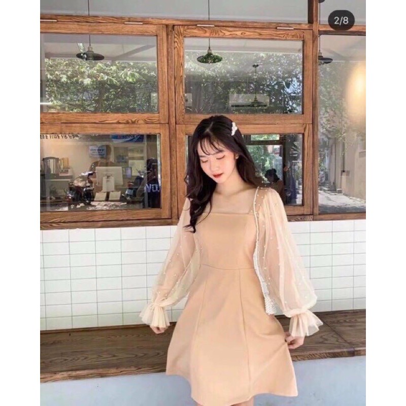 [Rẻ Vô Địch] Đầm dáng xoè dự tiệc phối lưới kết cườm dịu dàng sang trọng giá rẻ | BigBuy360 - bigbuy360.vn