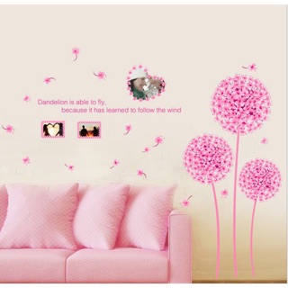 Decal dán tườn hoa bồ công anh hồng