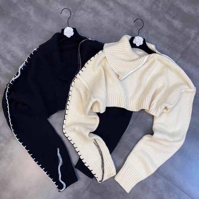 Áo len cổ cao dáng croptop hàng thiết kế mẫu mới 2021