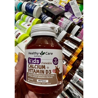 Viên nhai canxi + vitamin d3 cho bé từ 2 tuổi healthy care kids calcium + vitamin d3 60 viên hàng úc chí