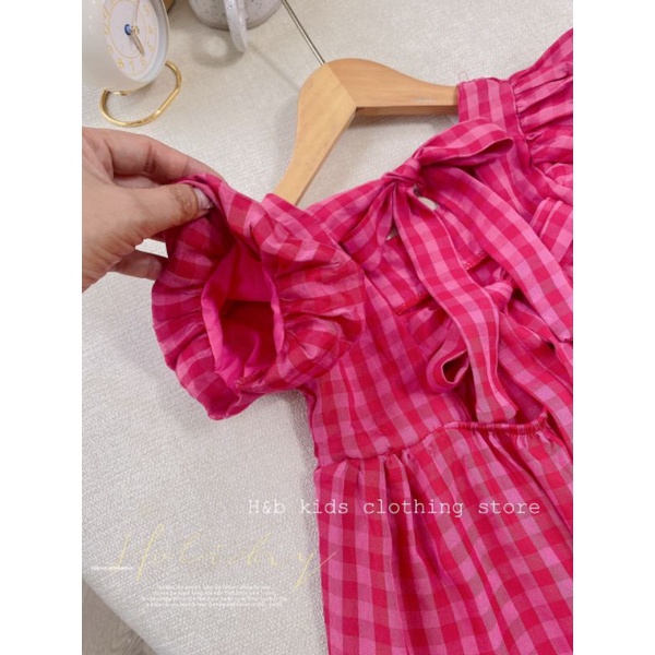 🍓🍓 ĐẦM HỒNG KẺ CA RÔ HOT TREND CHO BÉ GÁI 🍓🍓