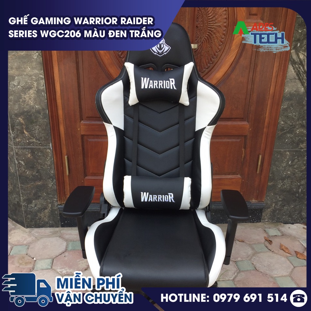Ghế Gaming WARRIOR Raider Series WGC206 Màu Đen Trắng | Bảo Hành Chính Hãng 12 Tháng