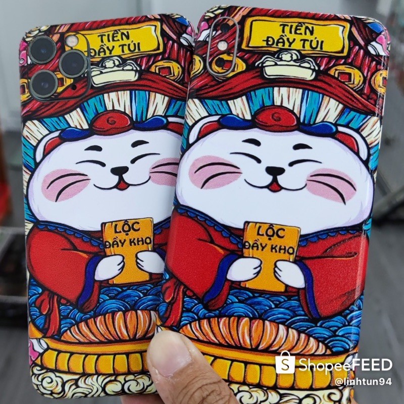 Miếng dán Skin Mèo Thần Tài cho iPhone X /XS/XS Max/Xr/ 11/11pro/11promax/12/12promax/13/13pro/13prm/14pro/14/14pro max