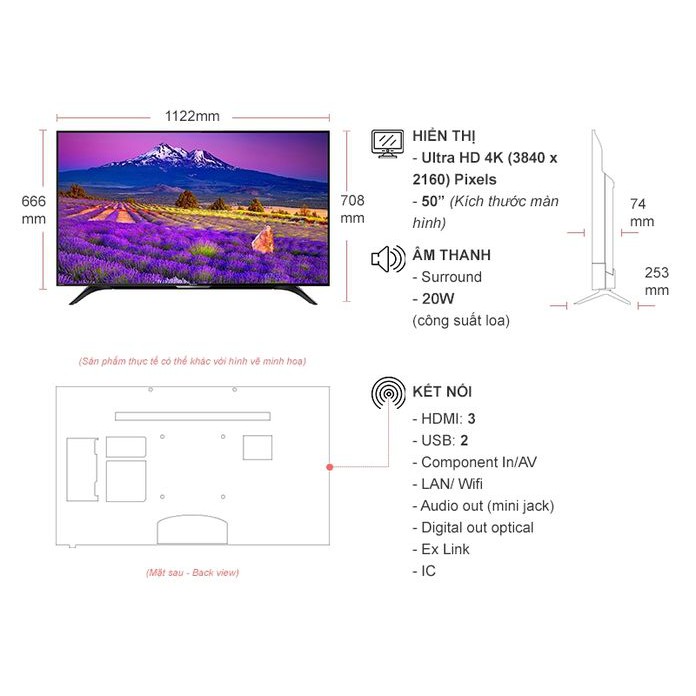 Android Tivi Sharp 4K 50 inch 4T-C50BK1X (Miễn phí giao tại HCM-ngoài tỉnh liên hệ shop)