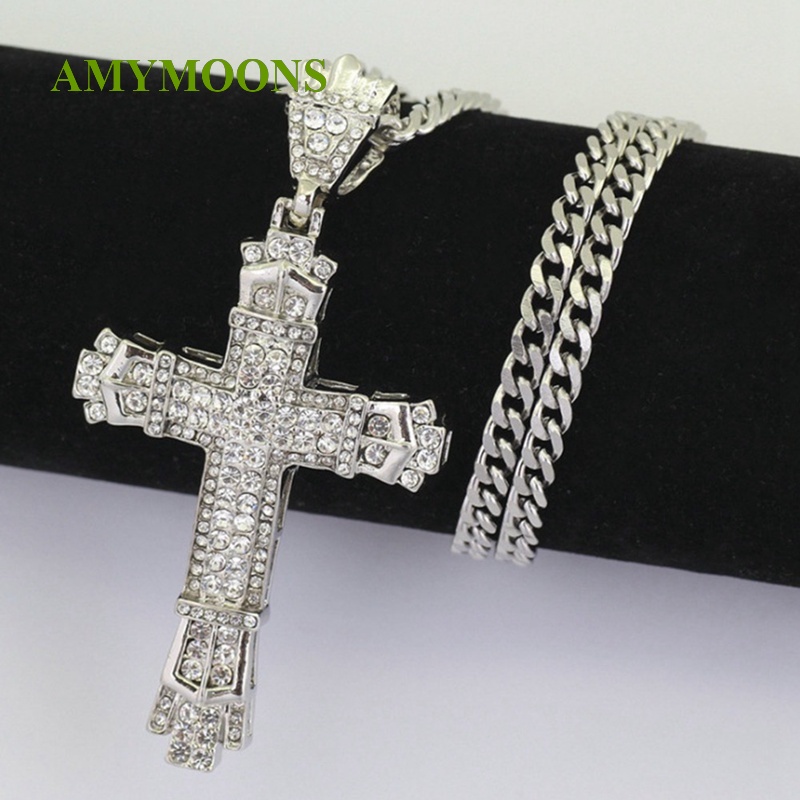 Dây Chuyền Thép Không Gỉ Mạ Vàng 18K/Bạc 925 Mặt Thánh Giá Đính Đá Thời Trang Dành Cho Nam