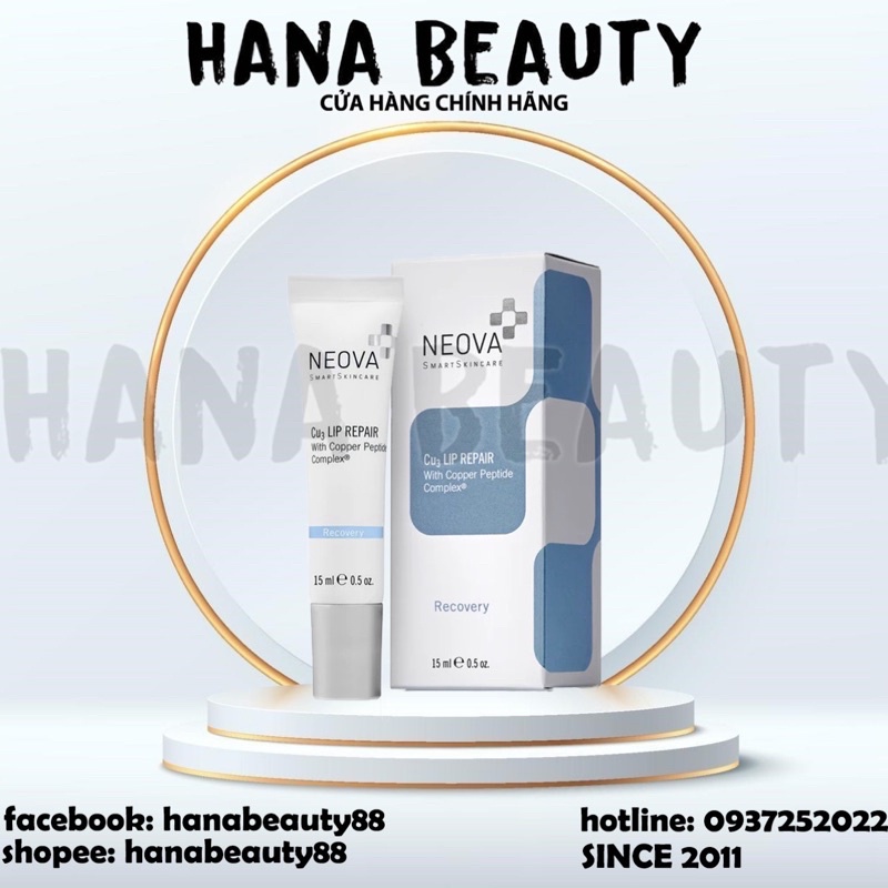 Kem Dưỡng Ẩm Giảm Thâm Môi, Xóa Rãnh Nhăn &amp; Căng Mọng Tự Nhiên Neova Cu3 Lip Repair Với Phức Hợp Đồng Peptide 15ml