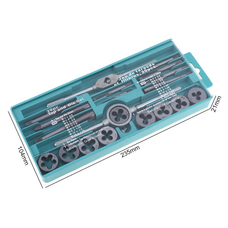 Bộ 20 Dụng Cụ Cắt Ren Xoắn Ốc Bằng Hợp Kim Thép
