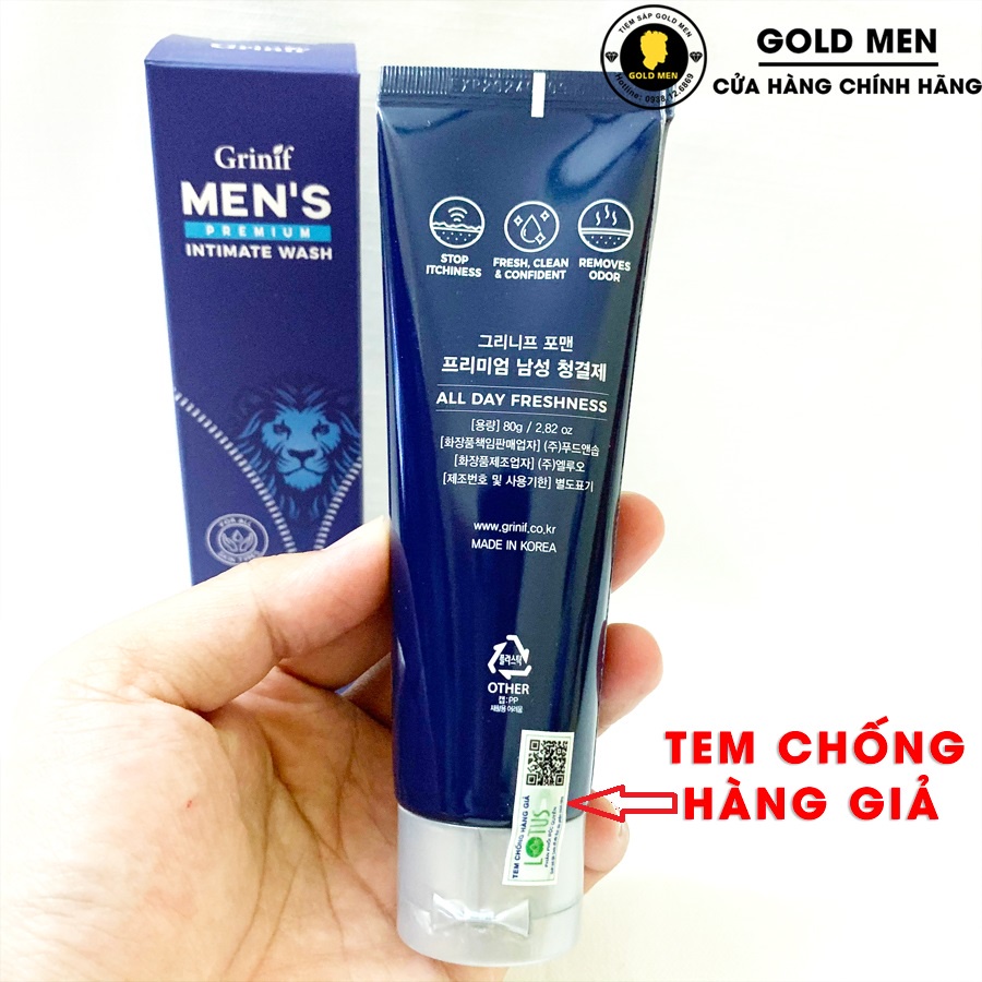 Dung dịch vệ sinh nam Grinif Men's Premium Intimate Wash Hàn Quốc + Tặng bông tắm Than Tre