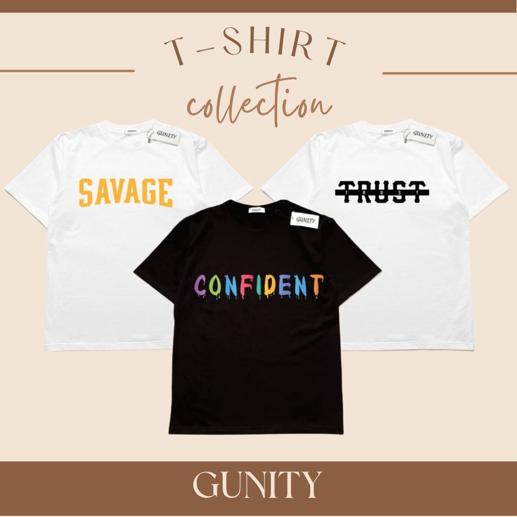 Áo thun unisex nam nữ basic form suông rộng phong cách Hàn Quốc Gunity T shirt