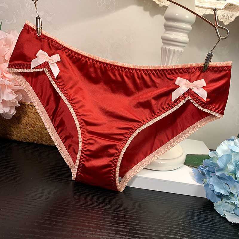 ĐỦ MÀU_QUẦN LÓT NỮ SEXY LỤA SATIN CAO CẤP ĐÍNH NƠ DỄ THƯƠNG