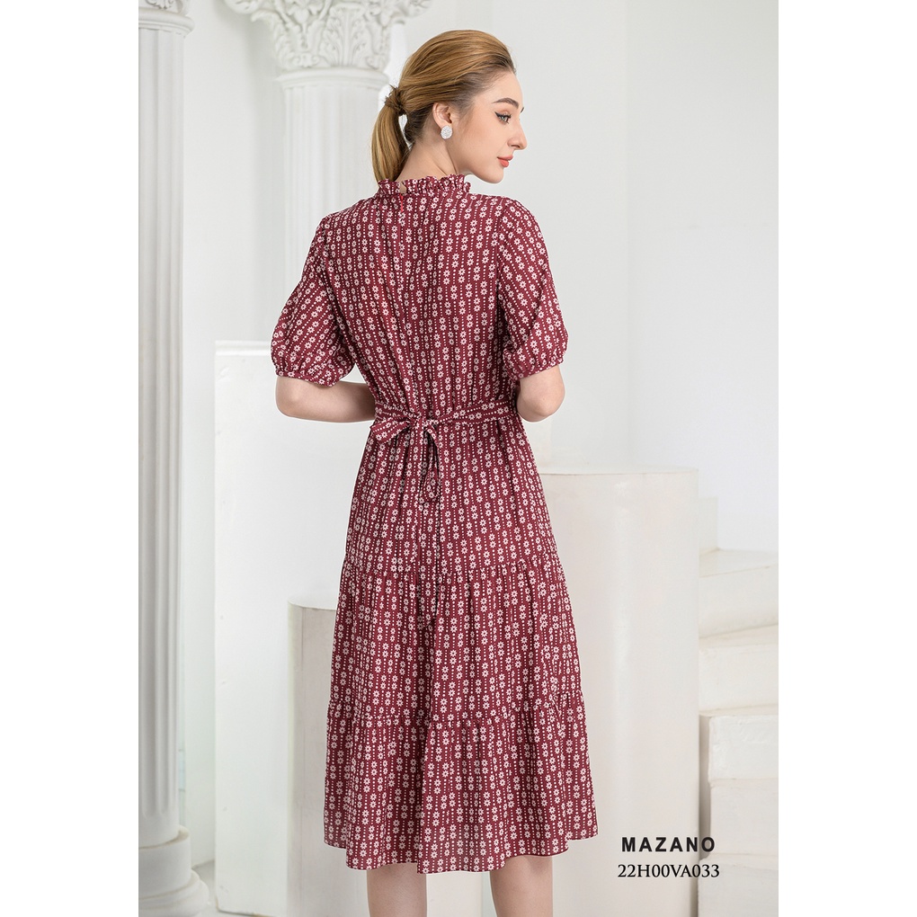 Đầm dài cổ bèo thắt nơ lưng MAZANO MS 22H00VA033HDO