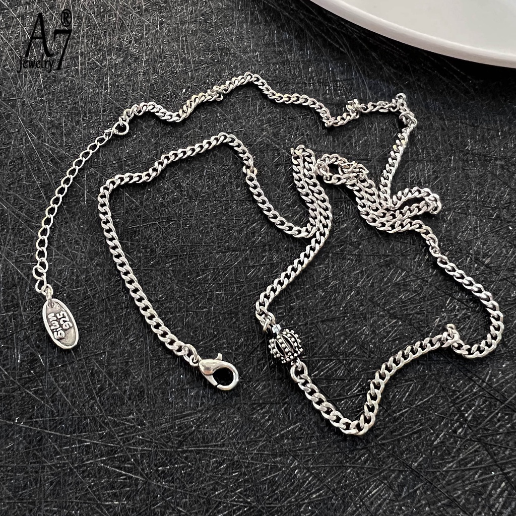 Vòng cổ Bạc Thái Mặt Vương Miện Màu Sắc A7