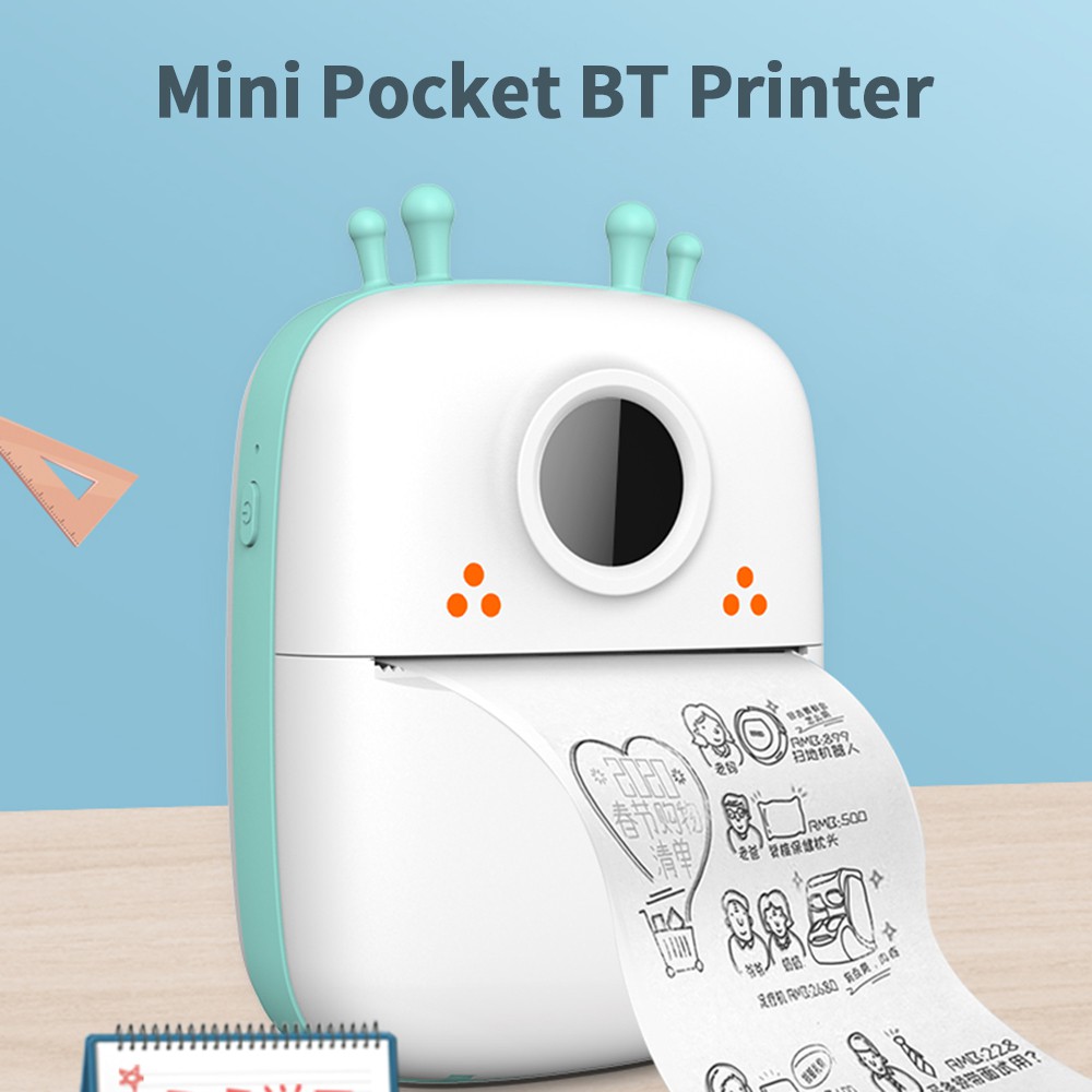 Máy in nhiệt mini cầm tay bluetooth thích hợp cho tài liệu/ ảnh/ nhãn dán không cần mực dùng giấy in nhiệt