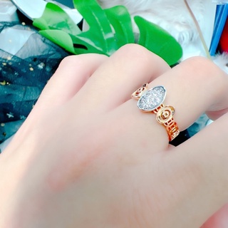 Nhẫn hình thỏi vàng tài Lộc mạ vàng-trắng