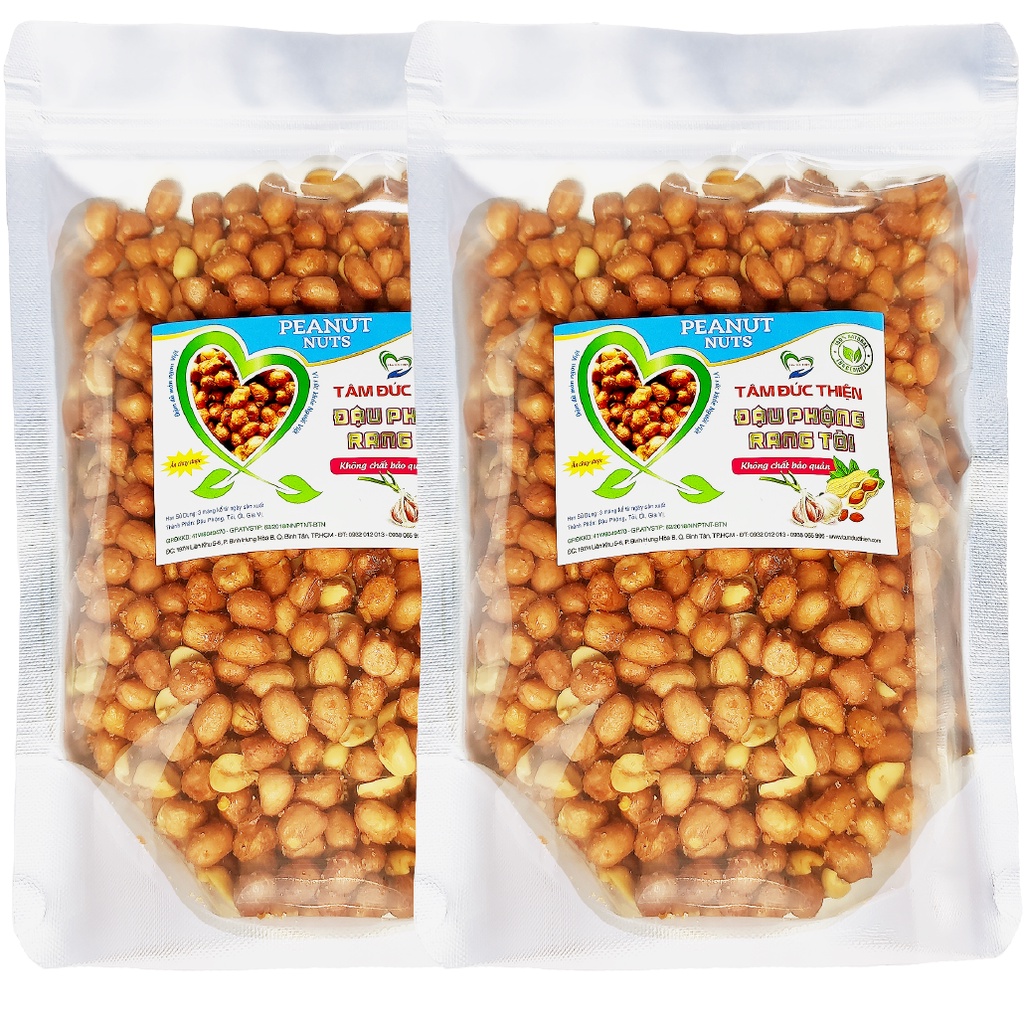 Combo 1KG Đậu Phộng Rang Tỏi Ớt Tâm Đức Thiện (2 x Túi 500GR) đồ ăn vặt