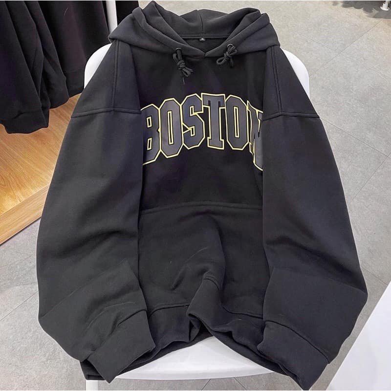 Áo Sweater Boston Basic Vintage Unisex Peony_boutique 👉 Nỉ Mũ Rộng Dày Dặn Oversize Cá Tính Nam Nữ