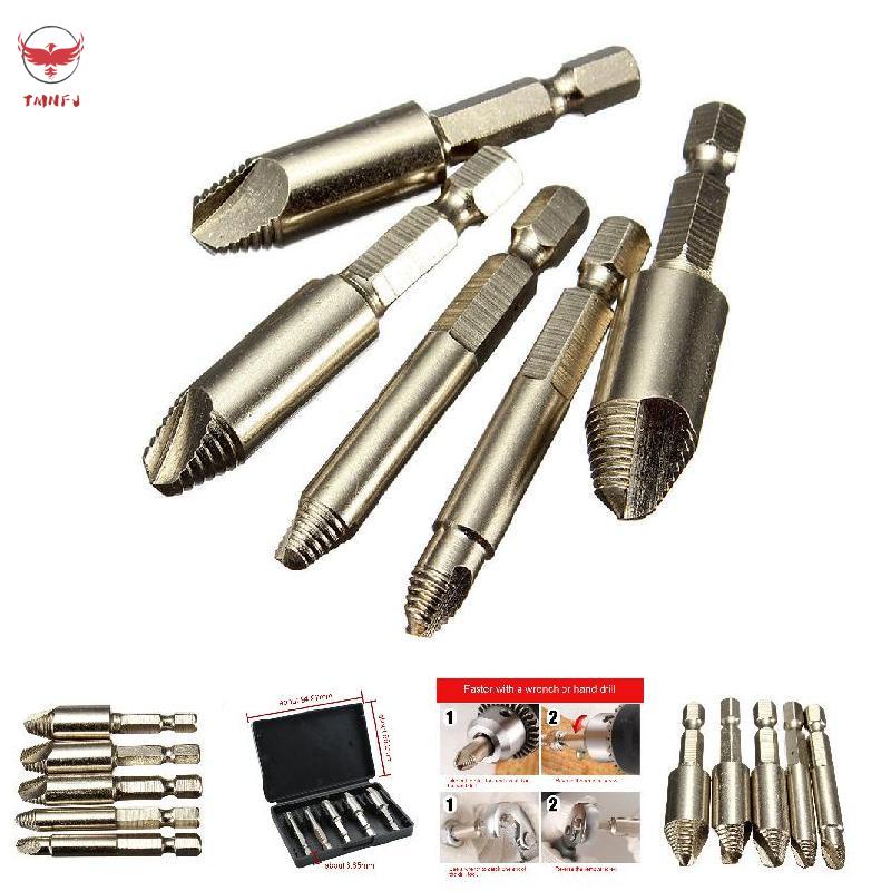 Bộ 5 Mũi Khoan Tháo Ốc Vít Đầu Lục Giác 1 / 4 Inch Thân Cứng Siêu Bền Tiện Dụng Cho Chế Tác Gỗ
