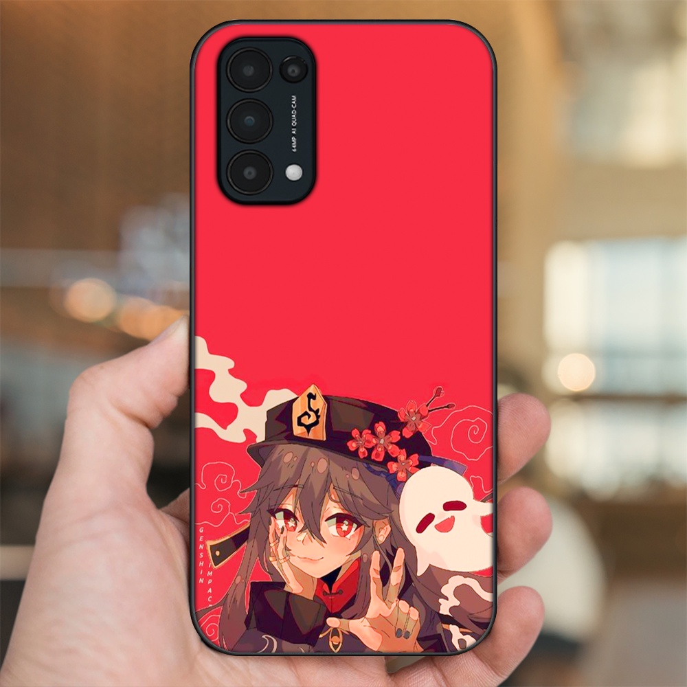 Ốp lưng Oppo Reno 5 viền đen in hình Hutao Genshin Impact