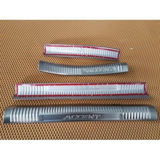 Ốp viền bậc cửa trong huyndai accent 2018 2019 2020 2021 mẫu inox