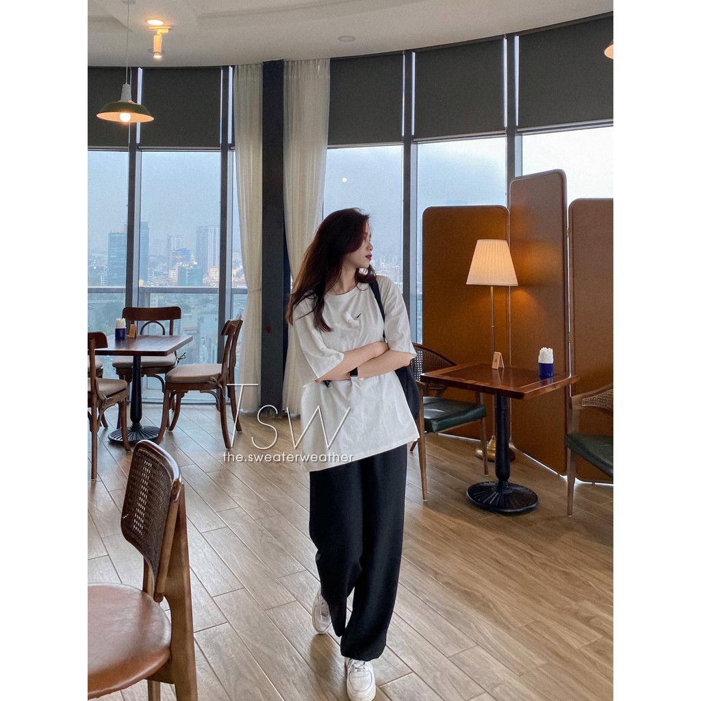 [Mã SKAMA06 giảm 8% tối đa 50K đơn 250K] Áo phông rộng tay lỡ thêu logo (Ảnh thật) | BigBuy360 - bigbuy360.vn