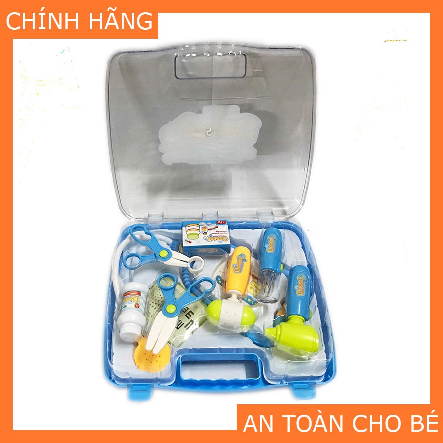 Bộ Đồ Chơi Bác Sĩ DUKA - Màu Xanh Có Đèn Báo - Quai Xách Vuông