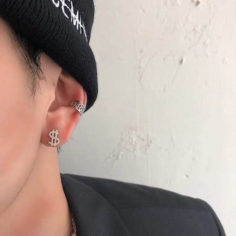 Khuyên Tai Kim Loại Hình Đồng Đô La Thời Trang Unisex