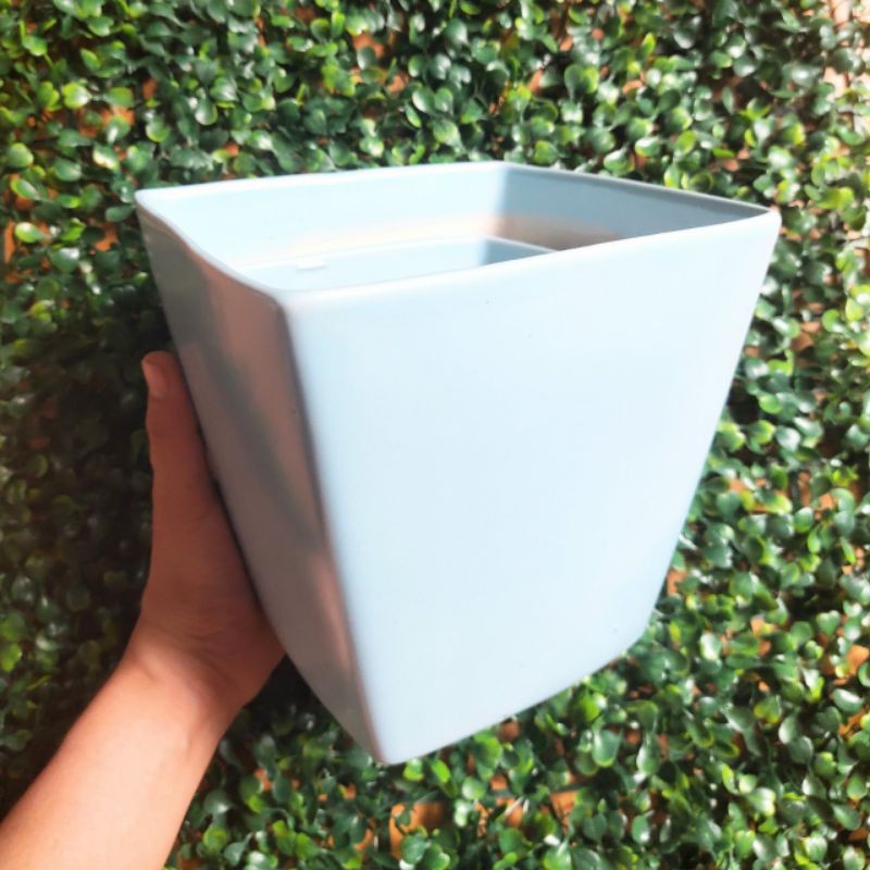 Chậu sứ vuông vát trơn men lạnh sang chảnh, trồng cây để bàn, cây phong thủy đẹp