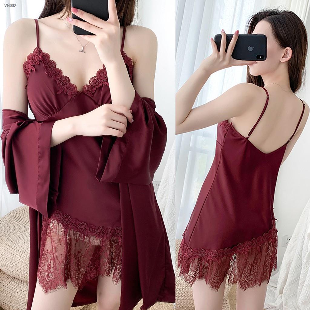 Đồ ngủpijama▫2021 Mới 2/1 PCS Bộ đồ ngủ cho phụ nữ Bộ đồ ngủ lụa mùa hè Bộ đồ ngủ bằng lụa áo yếm Quần short ren Pijama