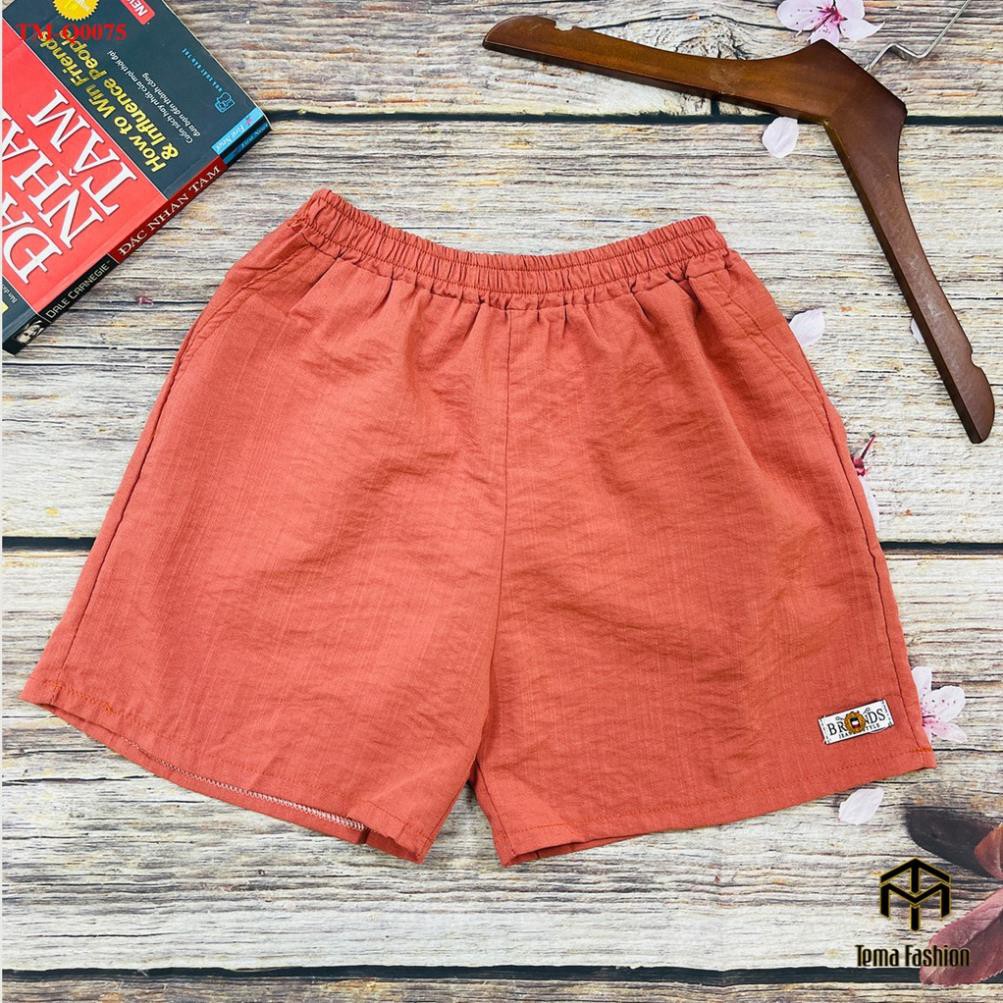 Quần đùi short nữ THE MEI 1992 cao cấp - Quần sooc nữ vải đũi thời trang năng động thêu chữ bắt mắt