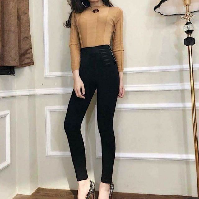 Quần Legging Cạp Cao Gen Bụng Móc Tròn Sang Chảnh