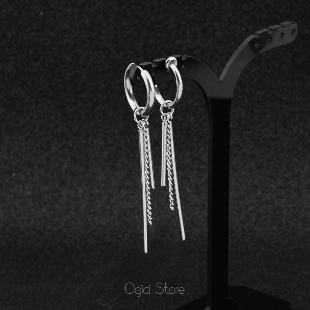 Bông tai, Khuyên tai nam nữ thép không gỉ dáng tròn thanh thả sành điệu phong cách hàn quốc cá tính, Unisex, 1 chiếc
