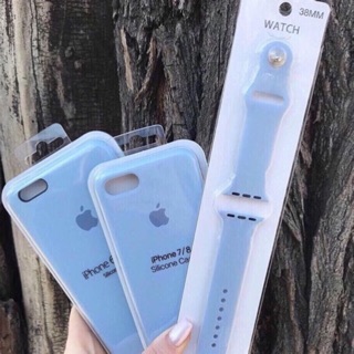 Set Azure Ốp iPhone và Dây Apple Watch Silicone