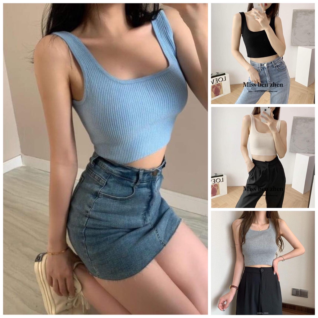 Áo Croptop Balo Sát Lách 2 Dây Bản To Cổ Vuông Form Ôm