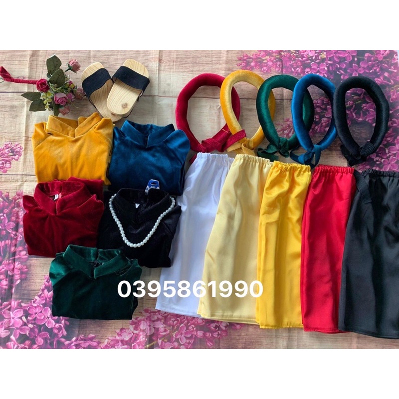 Áo Dài Nhung bé gái chất siêu mềm mịn