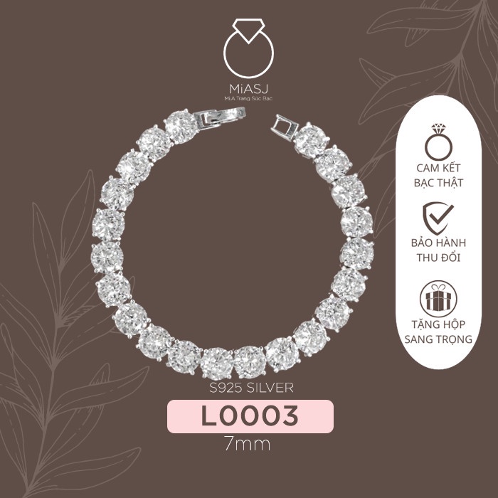 Lắc tay nữ bạc Ý S925 nạm đá Cz cao cấp miễn phí xi kim L0013 L0003 | Mi.A Trang sức bạc