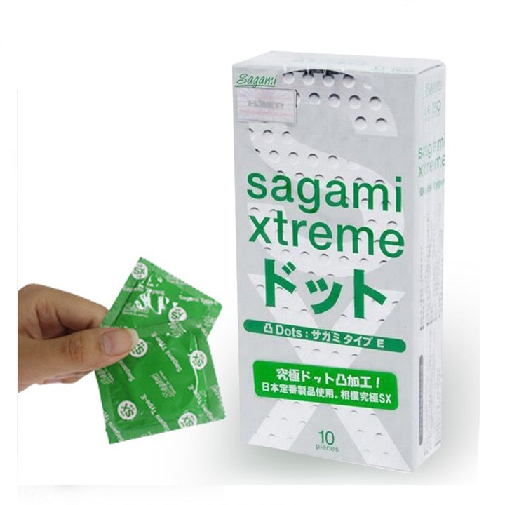 Bộ 2 hộp bao cao su [SIÊU MỎNG, GAI GÂN] Sagami Xtreme White cọ xát thú vị BCS094 (20 cái)