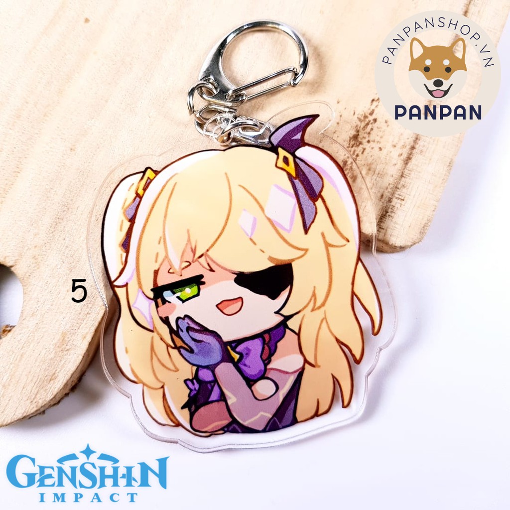 Móc khóa mica Anime Genshin Impact 8 Nhân Vật (6cm) Diluc, Childe, Xingqiu, Qiqi.,,,
