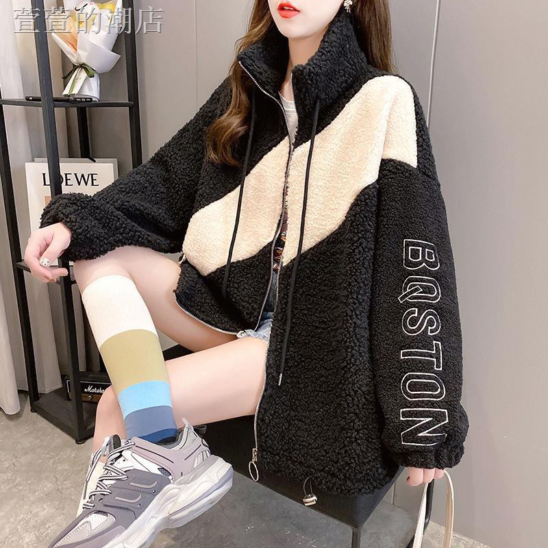 Áo Khoác Len Cashmere Cổ Đứng Phối Khóa Kéo Thời Trang Thu Đông Cho Nữ